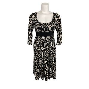 TIANA Black & Beige Empire Waist‎ Fit and Flare Stretch Knit Dress Sz 8